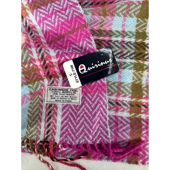 NWT Quirinus Pink Pashmina style scarf Shawl Plaid Warm Cozy Super Soft - Picture 4 of 5